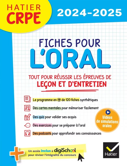 Hatier CRPE -  Fiches pour l'épreuve orale de leçon et d'entretien - 2024/2025 - Émilie Le Phat Tan, Jérômine Donat-Magnin - Hatier