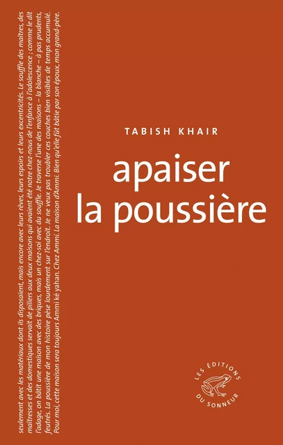 Apaiser la poussière - Tabish Khair - Les editions du sonneur