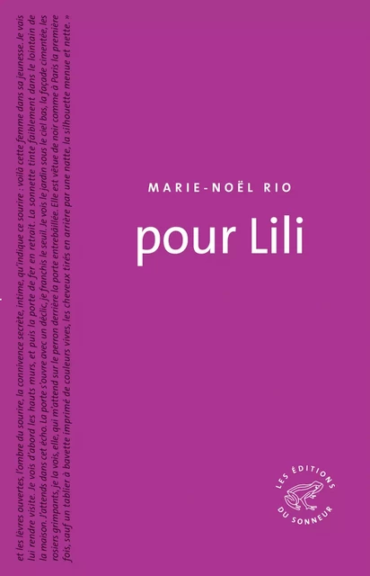 Pour Lili - Marie-Noël Rio - Les editions du sonneur