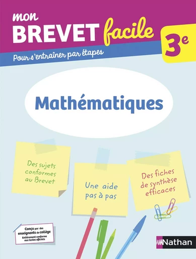 Mathématiques 3e - Mon Brevet facile - Préparation à l'épreuve du Brevet 2025 - EPUB - Frédéric Puigrédo - Nathan