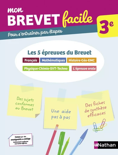 Toutes les matières 3e (Maths, Français, Histoire-Géographie-EMC, Physique-Chimie-SVT-Technologie, Epreuve orale) - Mon Brevet facile - Préparation aux épreuves du Brevet 2025 - EPUB - Thomas Bouhours, Gaëlle Touchet, Frédéric Puigrédo, Pascal Jézéquel, Georges Lemoine, Laurent Lafond, Nicolas Feuillatre - Nathan