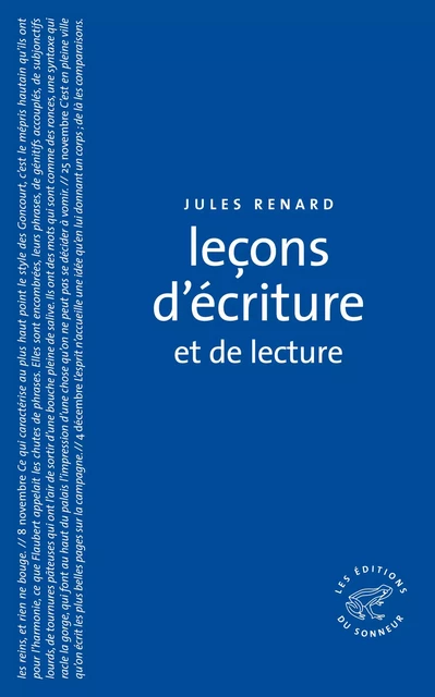 Leçons d'écriture et de lecture - Jules Renard - Les editions du sonneur