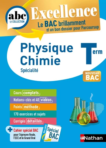 Physique-Chimie Terminale - ABC Excellence - Bac 2025 - Enseignement de spécialité Tle - Cours complets, Notions-clés et vidéos, Points méthode, Exercices et corrigés détaillés - EPUB - Nicolas Coppens, Sylvain Dardenne, Stéphane Despax, Olivier Doerler, Frédéric Jourdin, Pierre Nass, Vincent Villar - Nathan