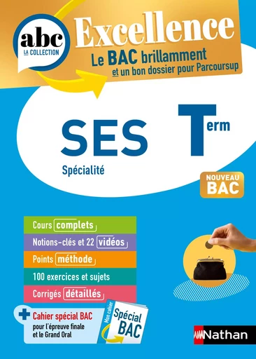 SES Terminale - ABC Excellence - Bac 2025 - Enseignement de spécialité Tle - Cours complets, Notions-clés et vidéos, Points méthode, Exercices et corrigés détaillés - EPUB - Fabien Gennetier, Karine Charles, Vanessa Garnier, Michel Stambouli - Nathan