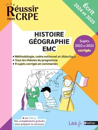 Ebook - CRPE 2024-2025 Histoire Géographie EMC épreuve écrite d'application + sujets corrigés et ressources en ligne