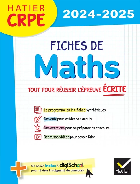 Hatier CRPE -  Fiches de Maths - Epreuve écrite 2024/2025 - Michel Mante, Roland Charnay - Hatier