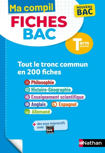 Toutes les matières du tronc commun Terminale - Ma Compil fiches BAC - Bac 2024 - Philosophie, Histoire-Géographie, Enseignement scientifique, Anglais, Espagnol, Allemand Term - EPUB - Katy Grissault, Laetitia Benbassat, Fredéric Fouletier, Adèle Gaillot, Pascal Jézéquel, Servane Marzin, Garance Ouazine, Johann Protais, Alain Rajot, Evelyne Soumah, Cécile Vidil, Christian Camara, Claudine Gaston, Karine Marteau-Bazouni, Roselyne Bouillot Vieira, Christelle Brouteele, Antoinette de Jorna, Cécile Brunet, Noémie Keunebroek - Nathan