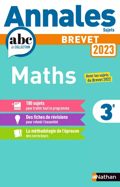 Annales ABC du Brevet 2023 - Maths 3e - Sujets non corrigés + fiches de révisions - EPUB - Carole Feugère, Gilles Mora - Nathan