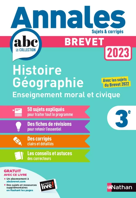 Annales ABC du Brevet 2023 - Histoire-Géographie-EMC 3e - Sujets et corrigés + fiches de révisions - EPUB - Grégoire Pralon, Laure Genet, Pascal Jézéquel - Nathan