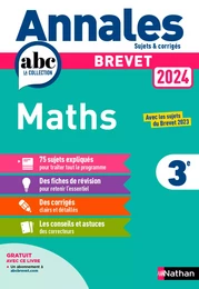 Annales ABC du Brevet 2024 - Maths 3e - Sujets et corrigés + fiches de révisions - EPUB