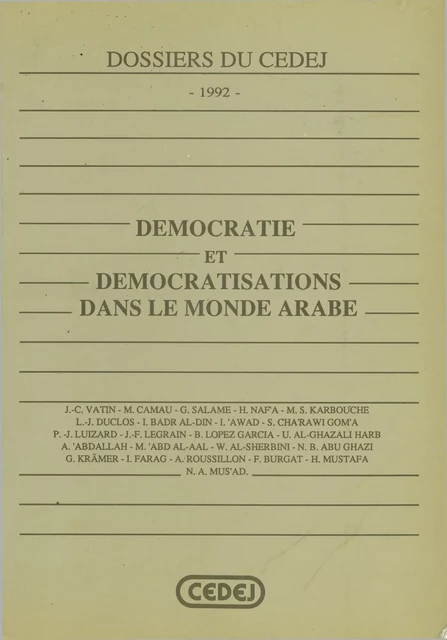 Démocratie et démocratisations dans le monde arabe -  - CEDEJ - Égypte/Soudan