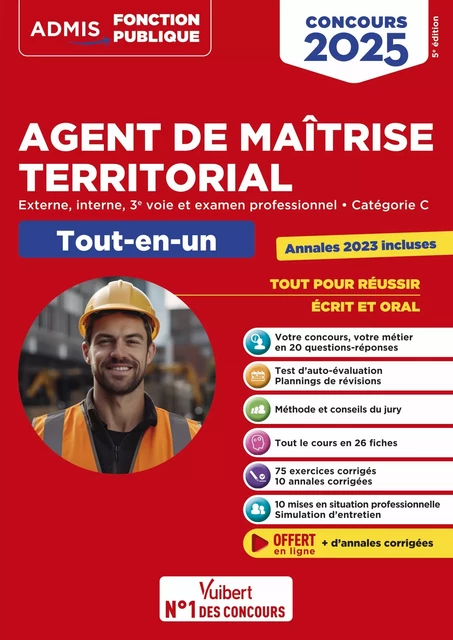 Concours Agent de maîtrise territorial 2025 - Catégorie C - Tout-en-un - Bernard Accary, Olivier Bellégo, Pierre Crepeaux, Youenn Fenard, Pierre Larivière - Vuibert