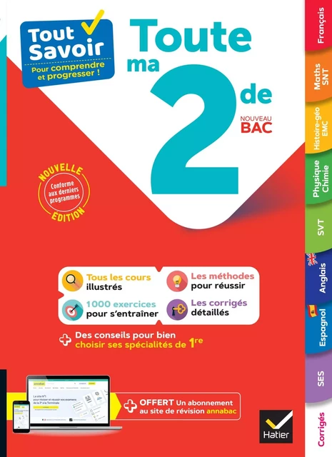 Tout savoir 2de 2024-2025 (toutes les matières) - Jacques Bergeron, Christophe Jeanmougin, Nicolas Nicaise, Christophe Clavel, Cécile Gaillard, Florence Holstein, Jean-Philippe Renaud, Gaëlle Cormerais, Sylvain Leder, François Porphire, Jeanne-France Bignaux, Christine Bronsart, Joël Carrasco, Christine Hascoët, Jean-Claude Hervé, Didier Hourquin, Vincent Noury, Louise Taquechel - Hatier