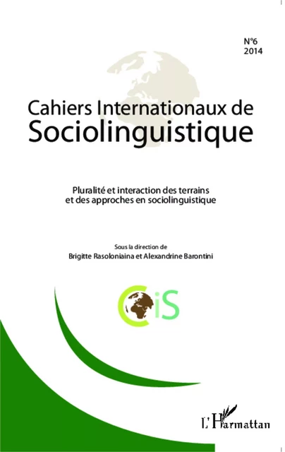 Cahiers Internationaux de Sociolinguistique - Alexandrine Barontini - Editions L'Harmattan