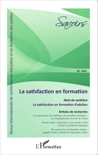 La satisfaction en formation - Pierrot Amoureux, Guillaume Teillet, Nora Yennek, Philippe Mazereau, Frédérique Bros - Editions L'Harmattan