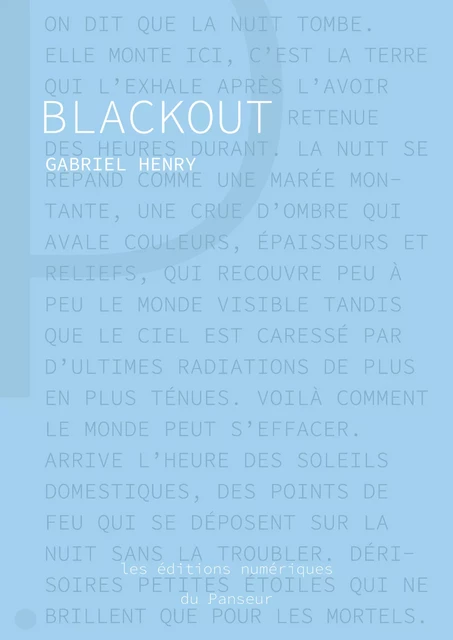 Blackout - Gabriel Henry - Les éditions du Panseur