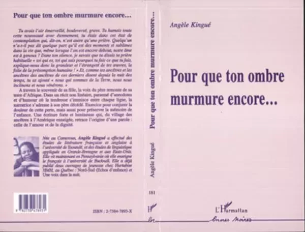 POUR QUE TON OMBRE MURMURE ENCORE - Angèle Kingue - Editions L'Harmattan