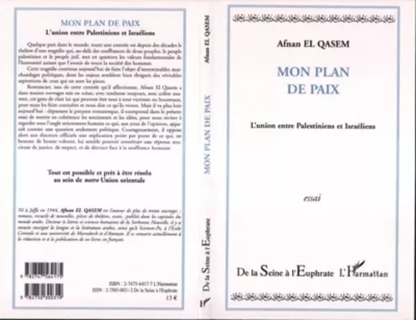 Mon plan de paix - Afnan El Qasem - Editions L'Harmattan