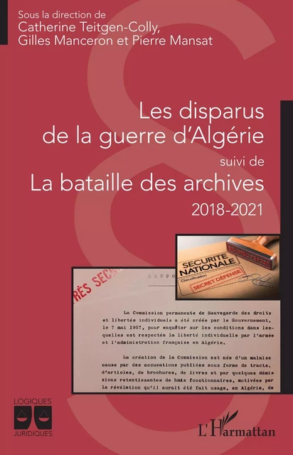 Les disparus de la guerre d'Algérie -  - Editions L'Harmattan