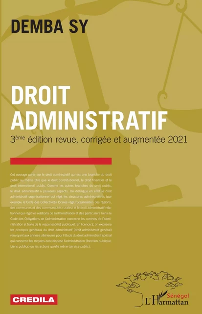 Droit administratif. 3ème édition revue, corrigée et augmentée 2021 -  Sy demba - Editions L'Harmattan