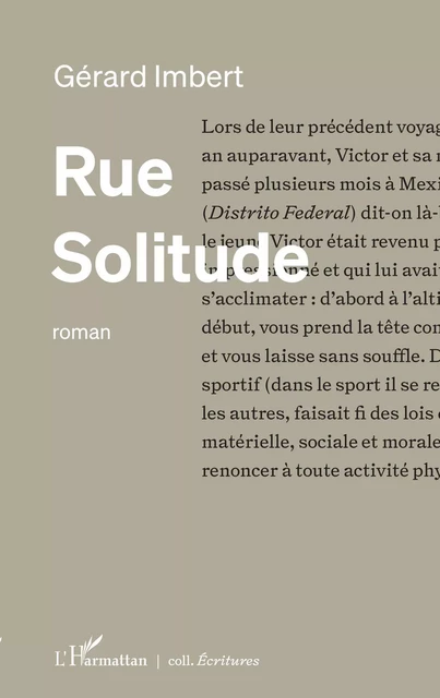 Rue Solitude - Gérard Imbert - Editions L'Harmattan