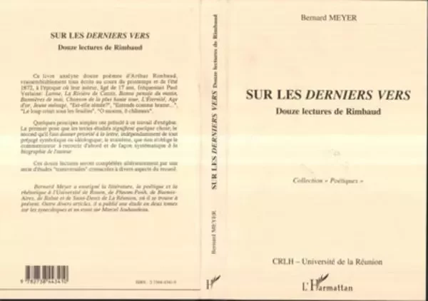 Sur les derniers vers - Bernard Meyer - Editions L'Harmattan