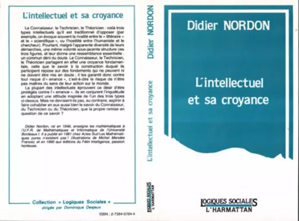 L'intellectuel et sa croyance - Didier Nordon - Editions L'Harmattan