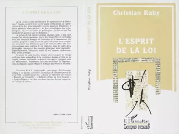 L'esprit de la loi - Christian Ruby - Editions L'Harmattan