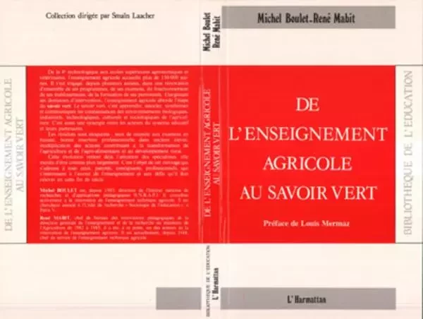 De l'enseignement agricole au savoir vert - Michel Boulet - Editions L'Harmattan