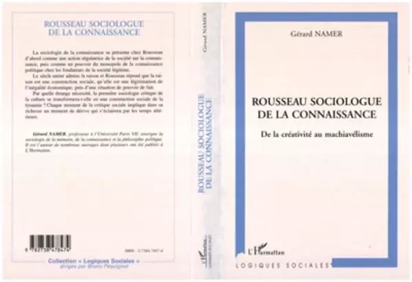 ROUSSEAU SOCIOLOGUE DE LA CONNAISSANCE -  Namer gerard - Editions L'Harmattan