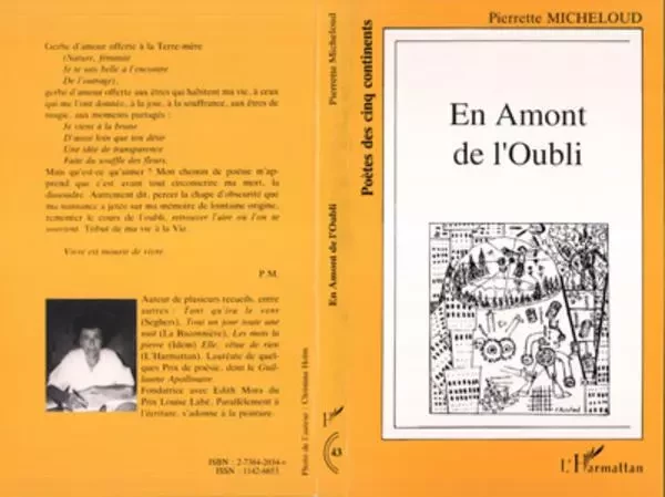 En amont de l'oubli - Pierrette Micheloud - Editions L'Harmattan