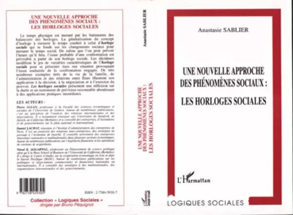 Une nouvelle approche des phénomènes sociaux: les horloges sociales - Anastasie Sablier - Editions L'Harmattan