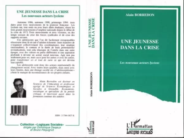 Une jeunesse dans la crise - Alain Borredon - Editions L'Harmattan