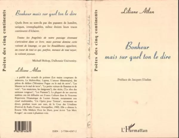 Bonheur mais sur quel ton le dire - Liliane Atlan - Editions L'Harmattan