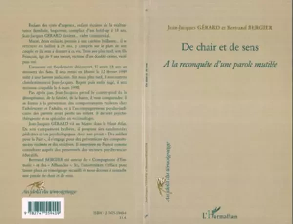 DE CHAIR ET DE SENS - Bertrand Bergier, Jean-Jacques Gérard - Editions L'Harmattan