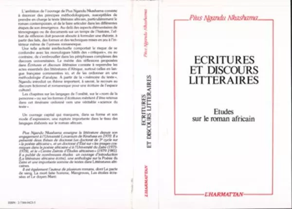 Ecritures et discours littéraires - Pius Ngandu Nkashama - Editions L'Harmattan