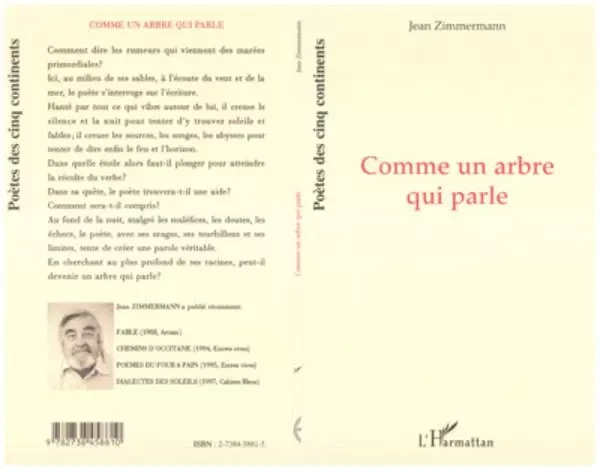 Comme un arbre qui parle - Jean Zimmermann - Editions L'Harmattan