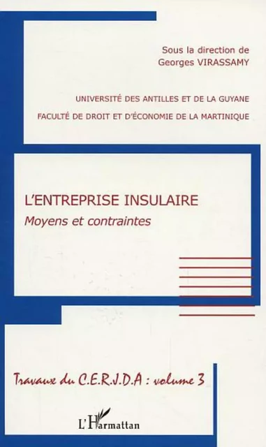 L'entreprise insulaire - Georges Virassamy - Editions L'Harmattan