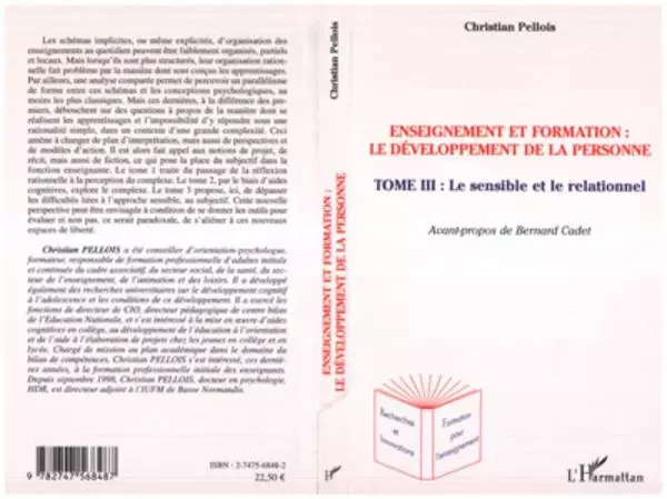 Enseignement et formation  le développement de la personne - Christian Pellois - Editions L'Harmattan