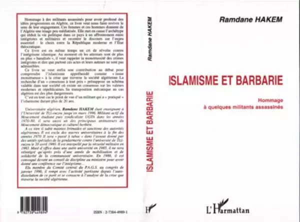 Islamisme et barbarie - Ramdane Hakem - Editions L'Harmattan