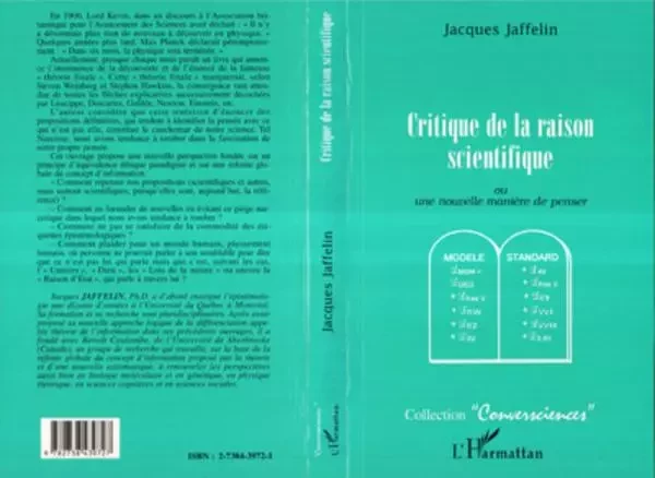 Critique de la raison scientifique ou Une nouvelle manière de penser - Jacques Jaffelin - Editions L'Harmattan