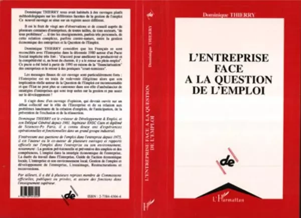 L'entreprise face à la question de l'emploi - Dominique Thierry - Editions L'Harmattan