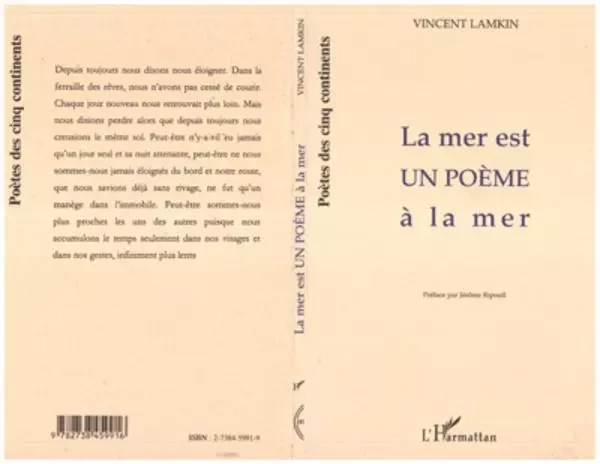 LA MER EST UN POÈME À LA MER - Vincent Lamkin - Editions L'Harmattan