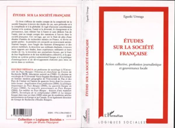 Etudes sur la société française - Eguzki Urteaga - Editions L'Harmattan