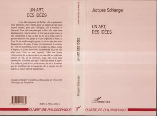 Un art des idées - Jacques Schlanger - Editions L'Harmattan