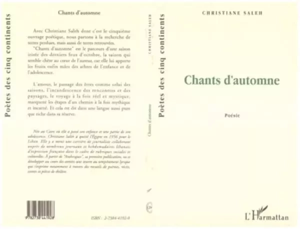 Chants d'automne - Christiane Saleh - Editions L'Harmattan