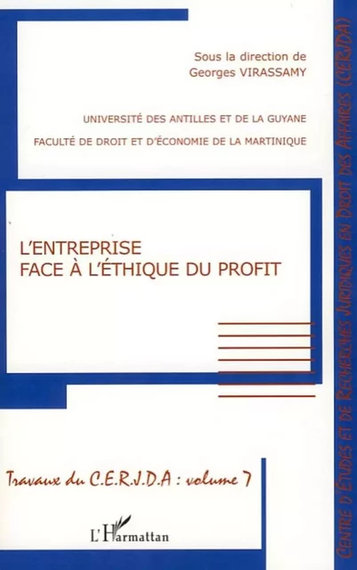 L'entreprise face à l'éthique du profit - Georges Virassamy - Editions L'Harmattan