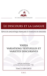 Varia, Variations textuelles et variétés discursives