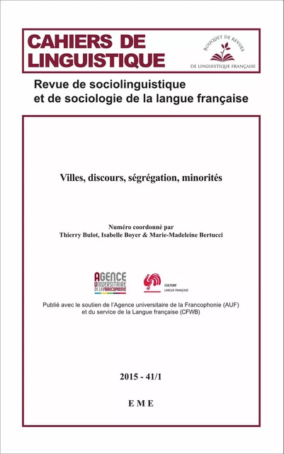 Villes, discours, ségrégation, minorités - Marie-Madeleine Bertucci, Isabelle Boyer, Thierry Bulot - EME Editions