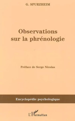 Observations sur la phrénologie - Serge Nicolas - Editions L'Harmattan